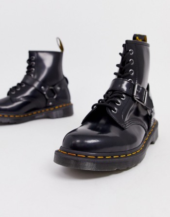 Dr Martens 1460 Harness 8 Eye Crne - Muške Čizme | 48563OGFP